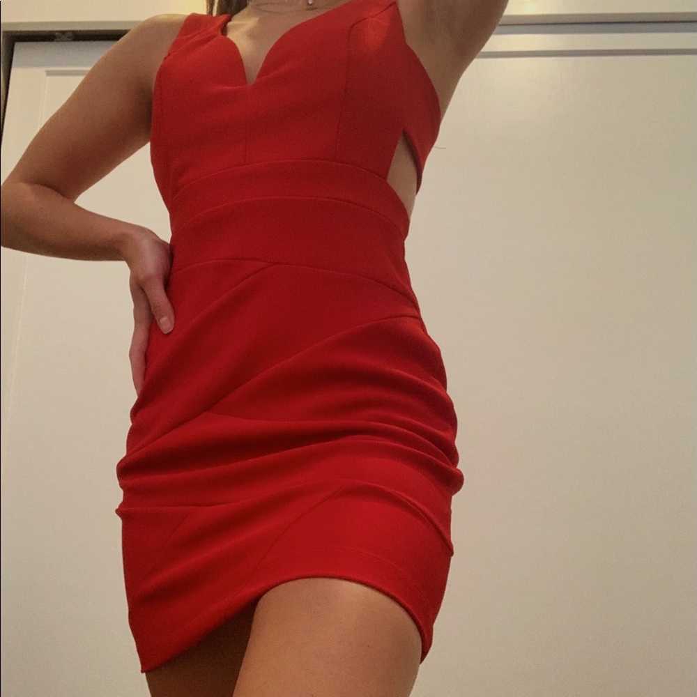 Red Cutout Bodycon Mini Dress